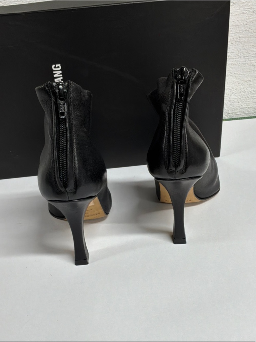 Helmut Lang Black Pointed Toe Leather Ankle Booties, Very Good , Sz IT 36.5 - Picture 3 of 10